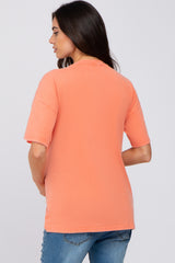 Coral Oversized Short Sleeve Maternity Top