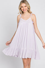 Lavender Lace Accent Tassel Tie Dress