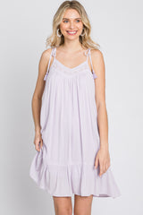 Lavender Lace Accent Tassel Tie Dress