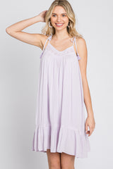 Lavender Lace Accent Tassel Tie Dress