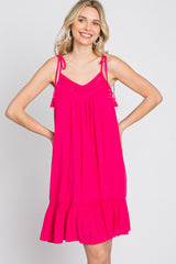 Fuchsia Lace Accent Tassel Tie Dress