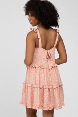 Peach Floral Tiered Mini Dress