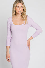 Lavender Ribbed Long Sleeve Maxi Dress