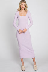 Lavender Ribbed Long Sleeve Maternity Maxi Dress