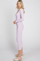 Lavender Ribbed Long Sleeve Maxi Dress