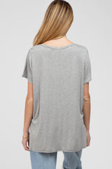 Heather Grey V-Neck Oversized Maternity Short Sleeve Top