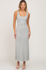 Heather Grey Ribbed Sleeveless Maternity Maxi Dress