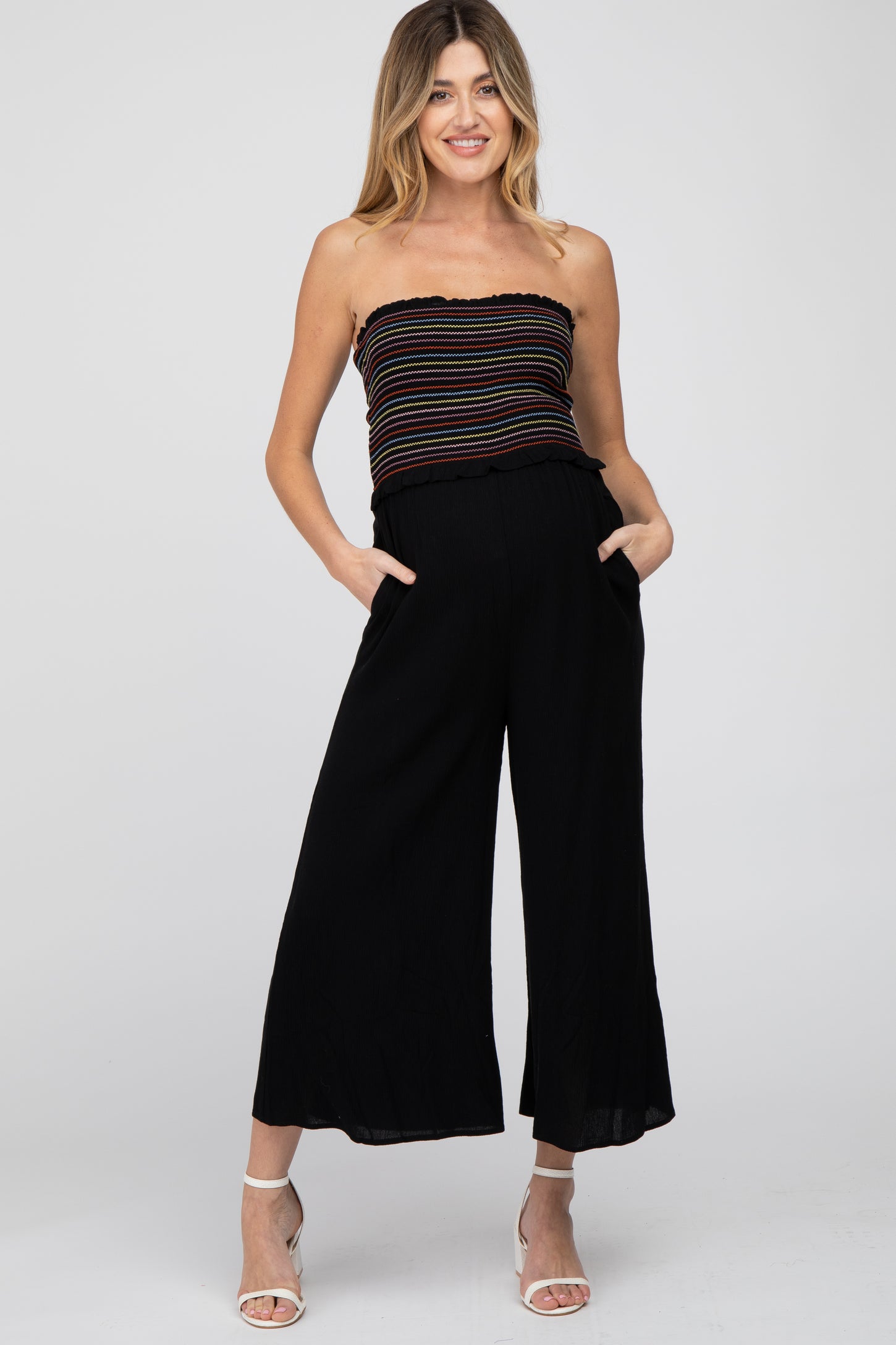 Black Wrap Tie Maternity Jumpsuit