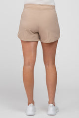 Taupe Rounded Hem Maternity Active Shorts