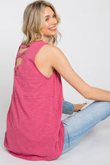 Magenta Criss Cross Cut Out Back Tank Top