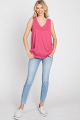 Magenta Criss Cross Cut Out Back Tank Top