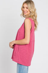 Magenta Criss Cross Cut Out Back Tank Top