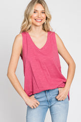 Magenta Criss Cross Cut Out Back Tank Top