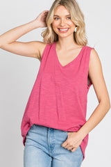 Magenta Criss Cross Cut Out Back Tank Top