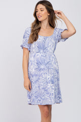 Lavender Floral Short Sleeve Maternity Dress