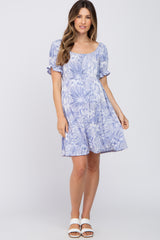 Lavender Floral Short Sleeve Maternity Dress