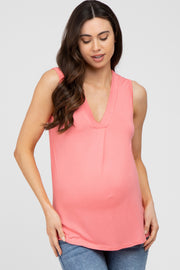 Coral Sleeveless Maternity Top