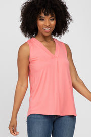 Coral Sleeveless Top