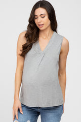 Heather Grey Sleeveless Maternity Top