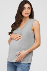 Heather Grey Sleeveless Maternity Top