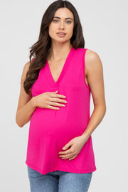 Fuchsia Sleeveless Maternity Top