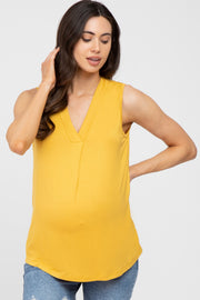 Mustard Sleeveless Maternity Top