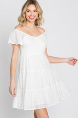 Ivory Smocked Top Tiered Skirt Dress