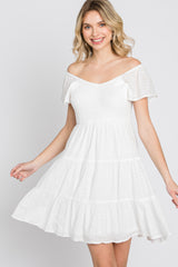 Ivory Smocked Top Tiered Skirt Dress