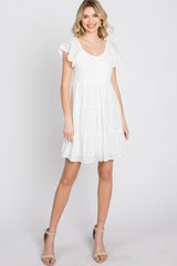 Ivory Smocked Top Tiered Skirt Dress