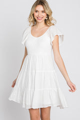 Ivory Smocked Top Tiered Skirt Dress