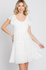 Ivory Smocked Top Tiered Skirt Dress