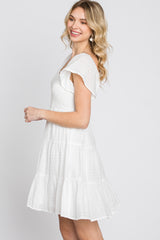 Ivory Smocked Top Tiered Skirt Dress