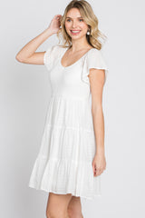 Ivory Smocked Top Tiered Skirt Dress