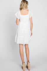 Ivory Smocked Top Tiered Skirt Dress