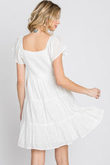 Ivory Smocked Top Tiered Skirt Dress