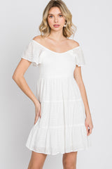 Ivory Smocked Top Tiered Skirt Dress