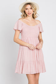 Light Pink Smocked Top Tiered Skirt Dress