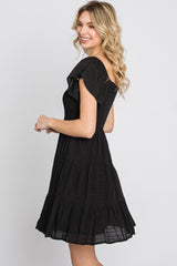 Black Smocked Top Tiered Skirt Dress