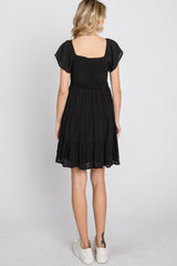 Black Smocked Top Tiered Skirt Dress