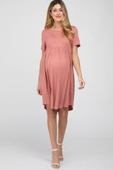 Rust Babydoll Round Hem Maternity Dress