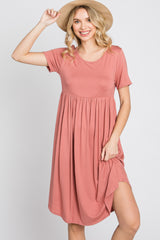 Rust Babydoll Round Hem Maternity Dress