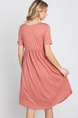 Rust Babydoll Round Hem Dress