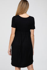 Black Babydoll Round Hem Maternity Dress