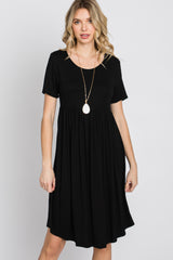 Black Babydoll Round Hem Maternity Dress