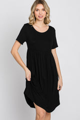 Black Babydoll Round Hem Dress