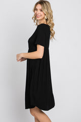 Black Babydoll Round Hem Dress