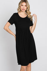 Black Babydoll Round Hem Dress