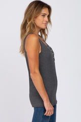 Charcoal Button Up Tank Top