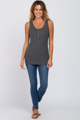 Charcoal Button Up Tank Top