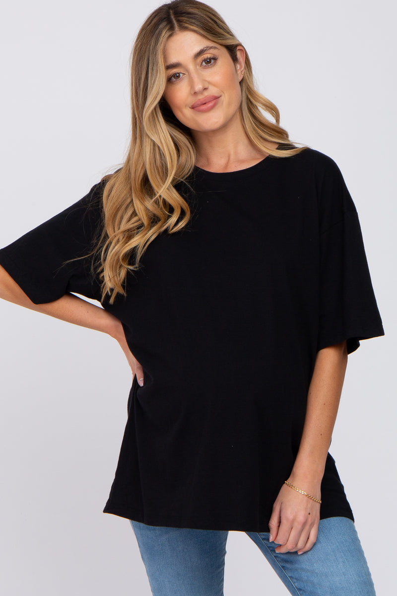 Black Basic Oversized Maternity Tee– PinkBlush